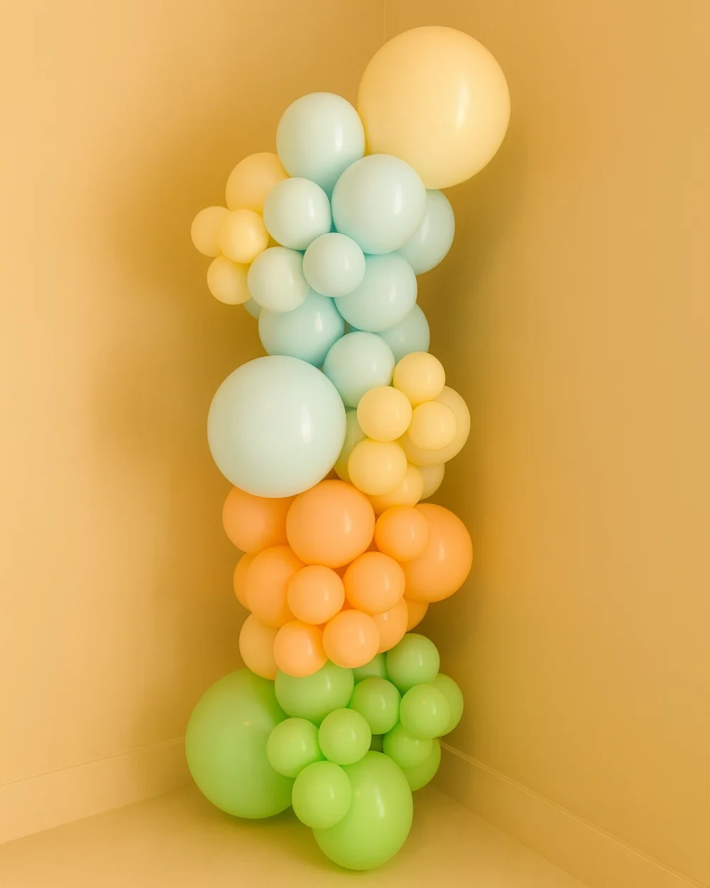 Soft Sorbet balloon garland kit in buttercream, peach, sky blue and pistachio